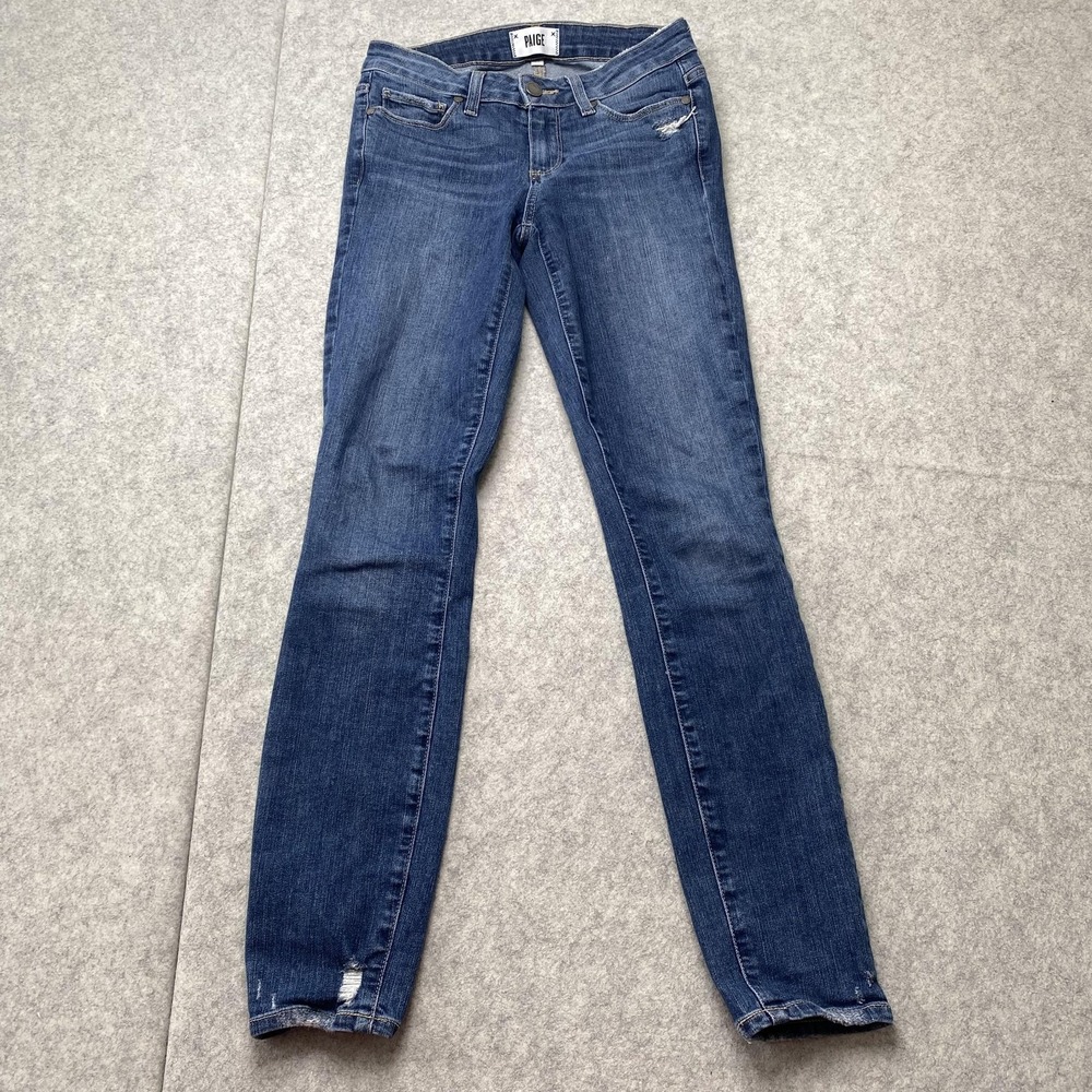 PAIGE Verdugo Jeans Womens 25 (25x27) Blue Distressed Skinny Ankle Stretch